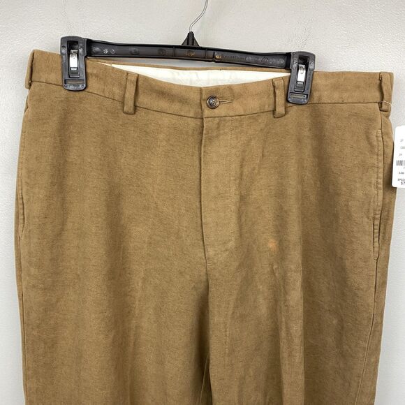 Brooks Brothers 346 Pants Mens 34x32 Brown Flat Front Dress‎ Chino 100% Cotton - Picture 2 of 13